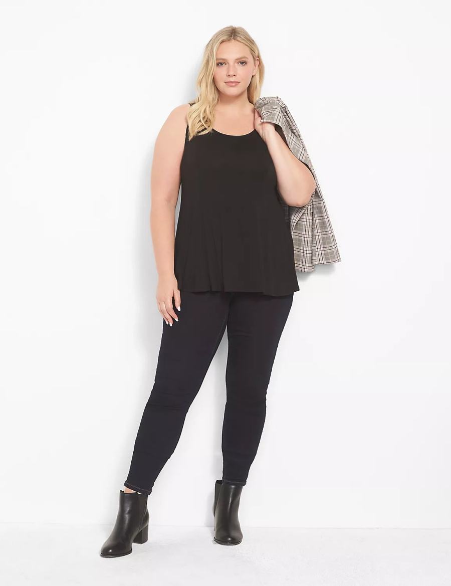 Lane Bryant Classic Scoop-Neck Fit & Flare Women Tank Top Black | YTN9428HC