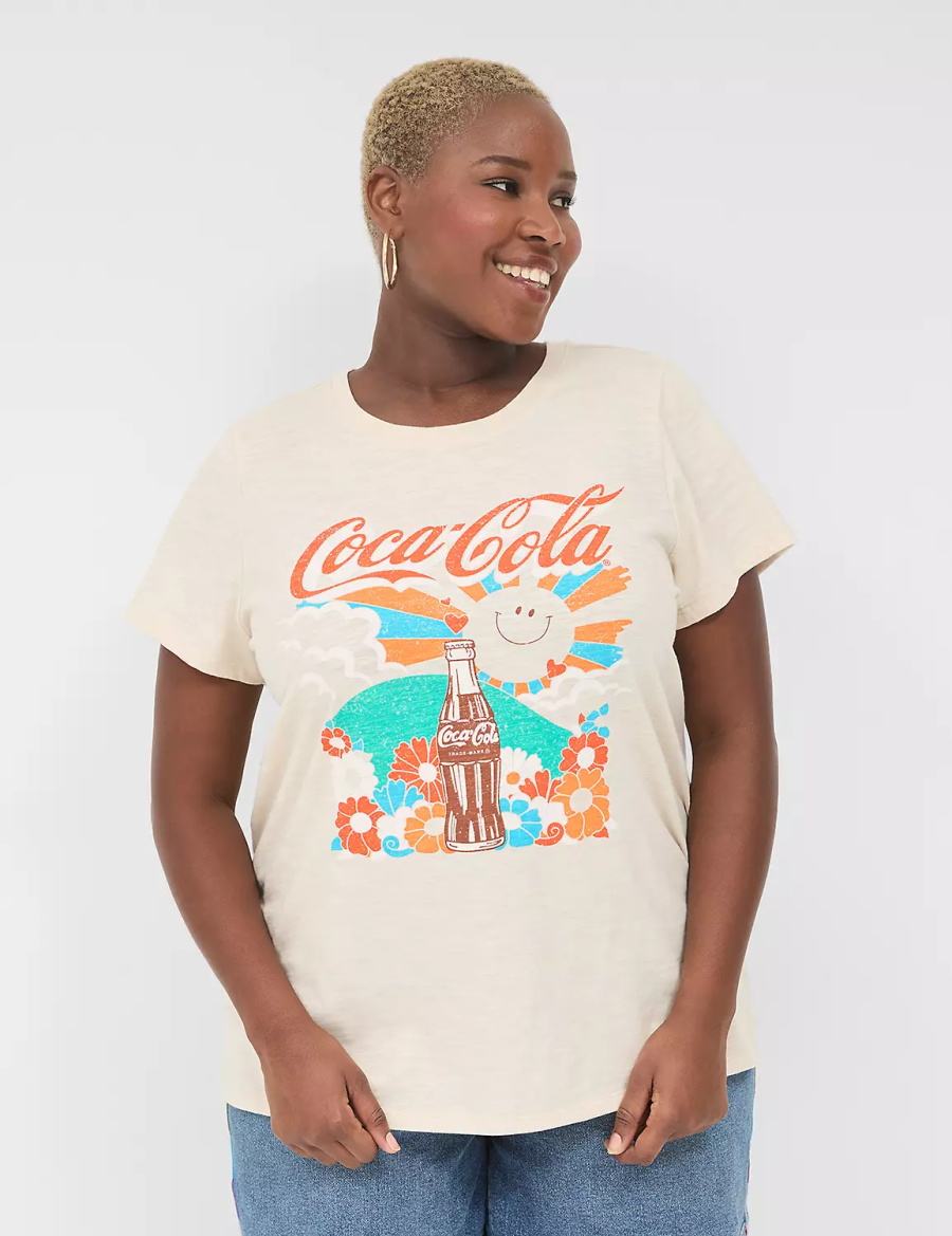 Lane Bryant Coca-Cola Graphic Tee Women T Shirts Cream White | PNX9515GP