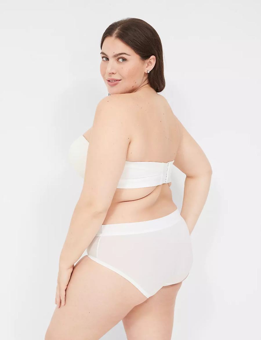 Lane Bryant Comfort Bliss Lightly Lined Multi-Way With Lace Women Strapless Bra White | GOF1654HW