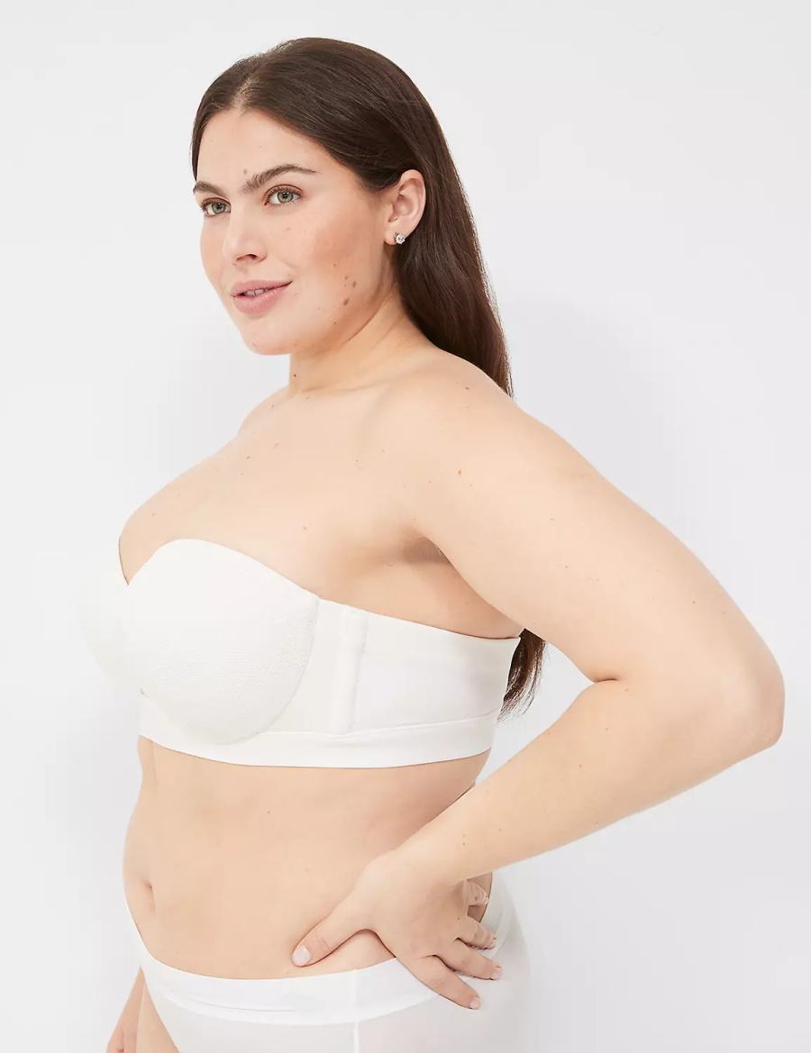 Lane Bryant Comfort Bliss Lightly Lined Multi-Way With Lace Women Strapless Bra White | GOF1654HW