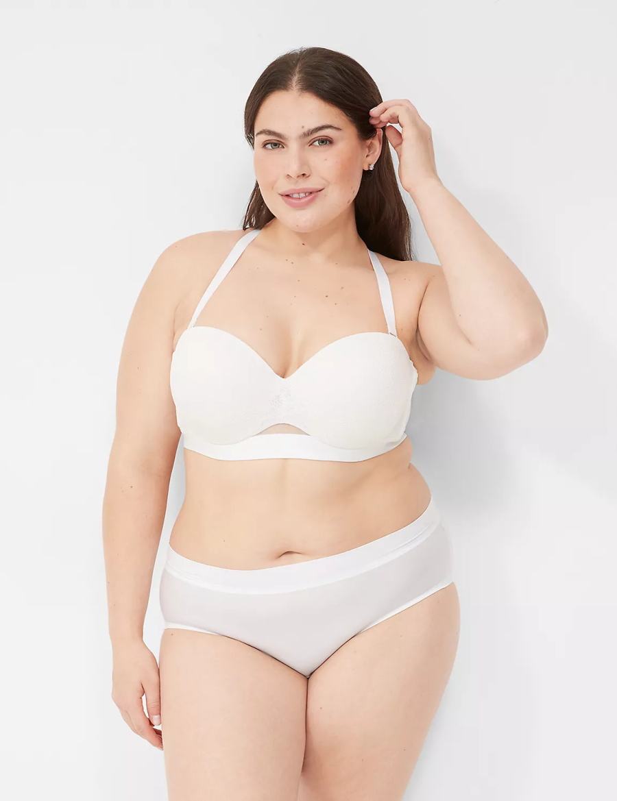 Lane Bryant Comfort Bliss Lightly Lined Multi-Way With Lace Women Strapless Bra White | GOF1654HW