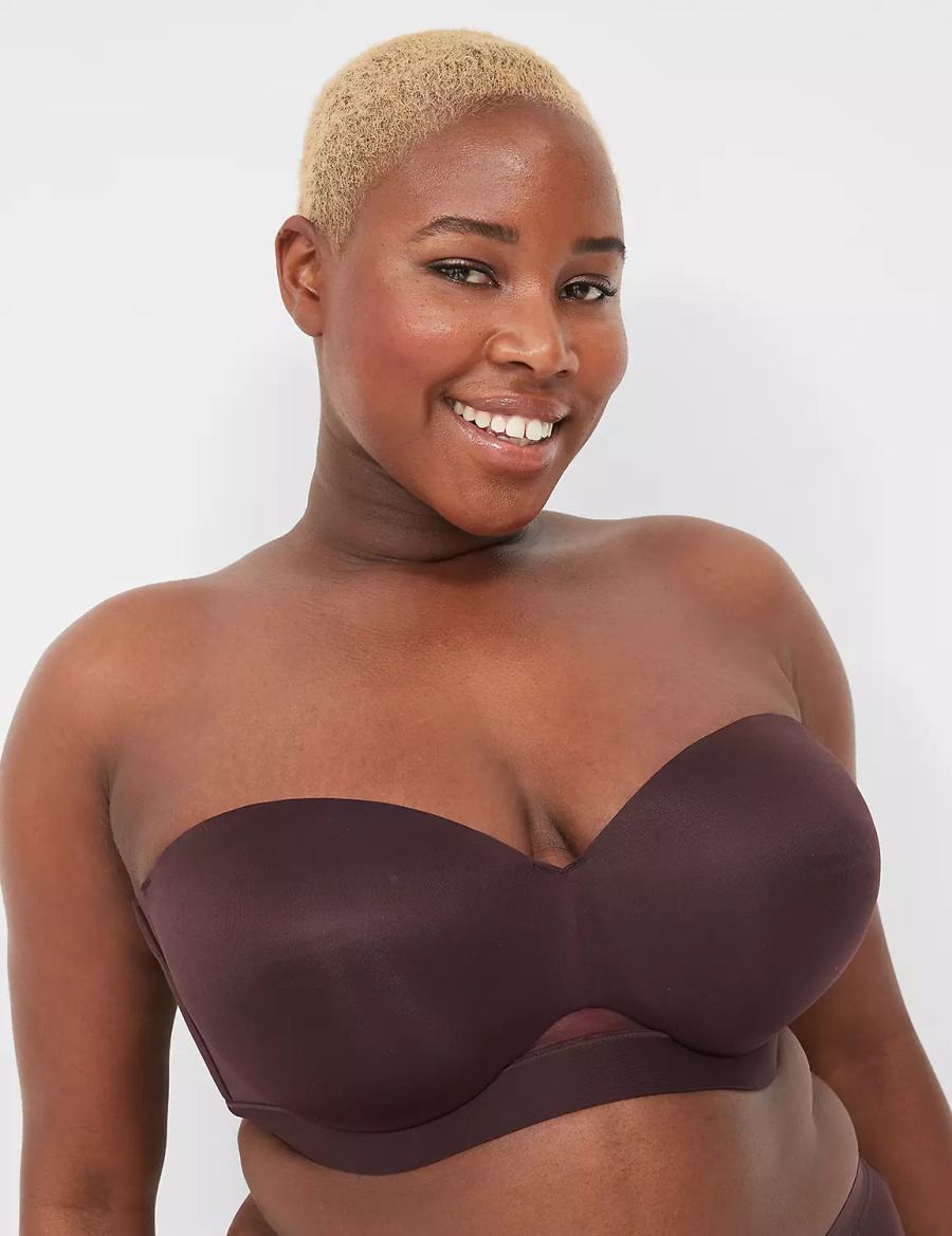 Lane Bryant Comfort Bliss Lightly Lined Multi-Way Women Strapless Bra Chocolate Purple | BBO6112GJ