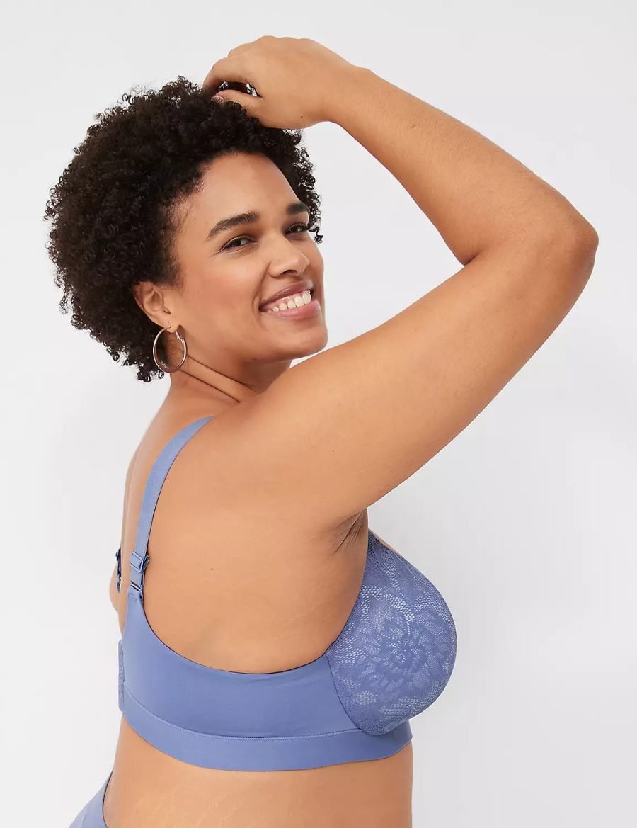 Lane Bryant Comfort Bliss Lightly Lined Plunge Women Bralettes Blue | NWN6055SG