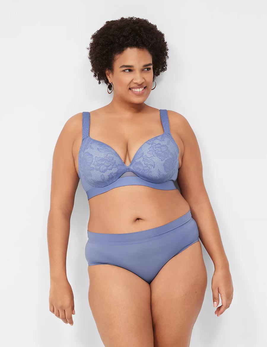 Lane Bryant Comfort Bliss Lightly Lined Plunge Women Bralettes Blue | NWN6055SG