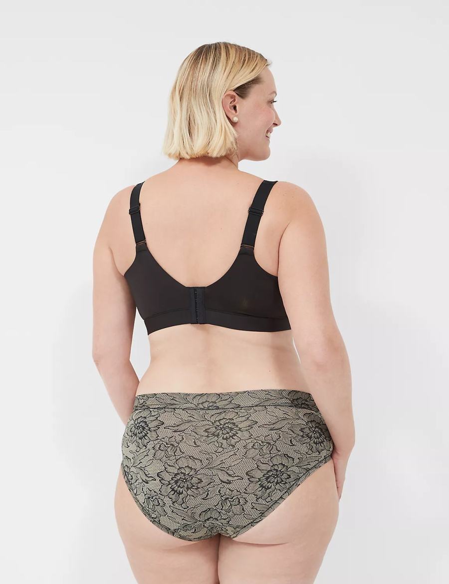 Lane Bryant Comfort Bliss Lightly Lined No-Wire With Lace Women Bralettes Black | QNB807KX