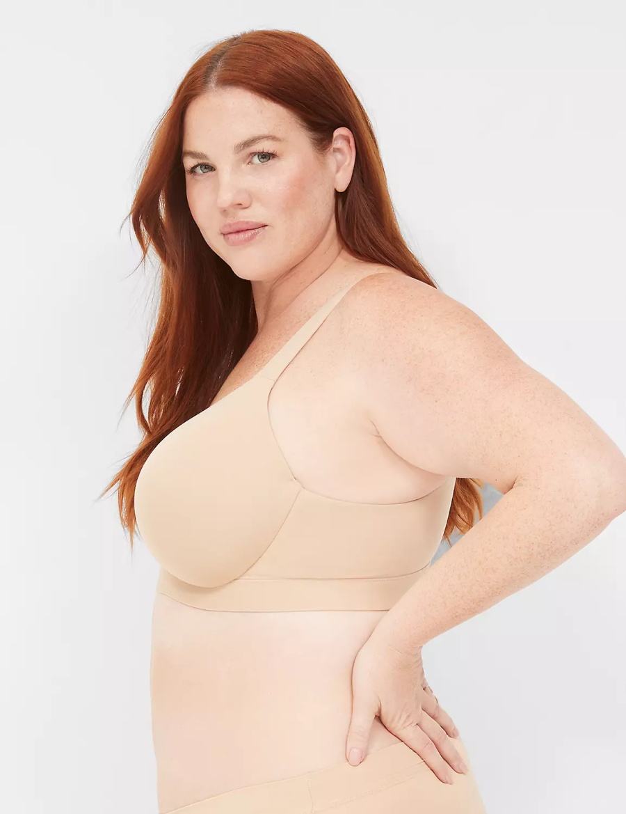 Lane Bryant Comfort Bliss Lightly Lined Plunge Women Bralettes Beige | HNL8680QV