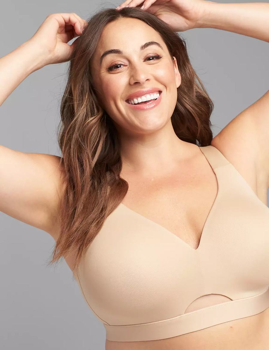 Lane Bryant Comfort Bliss Lightly Lined No-Wire Women Bralettes Beige | HNP9198IP