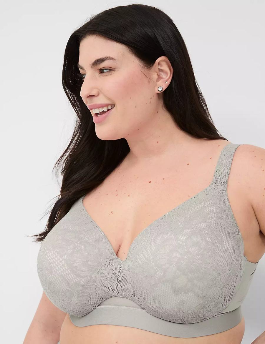 Lane Bryant Comfort Bliss Lightly Lined Full Coverage With Lace Women Bralettes Grey | CBR8410FH