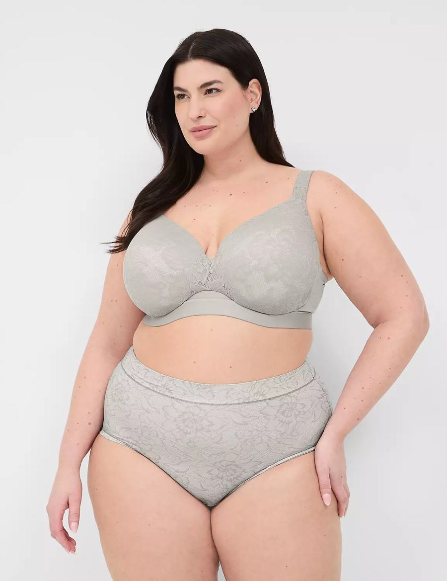 Lane Bryant Comfort Bliss Lightly Lined Full Coverage With Lace Women Bralettes Grey | CBR8410FH