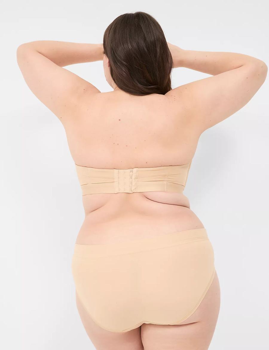 Lane Bryant Comfort Bliss Plunge Multi-Way Women Strapless Bra Beige | RXM8325TD