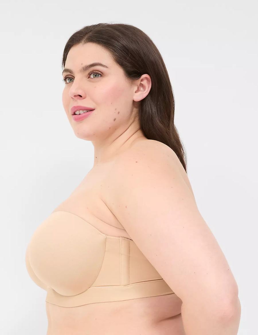 Lane Bryant Comfort Bliss Plunge Multi-Way Women Strapless Bra Beige | RXM8325TD