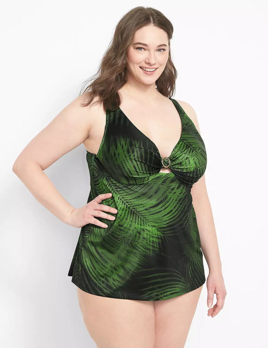 Lane Bryant Convertible High-Waist Swim Women Briefs Dark Green | XHM7624WC