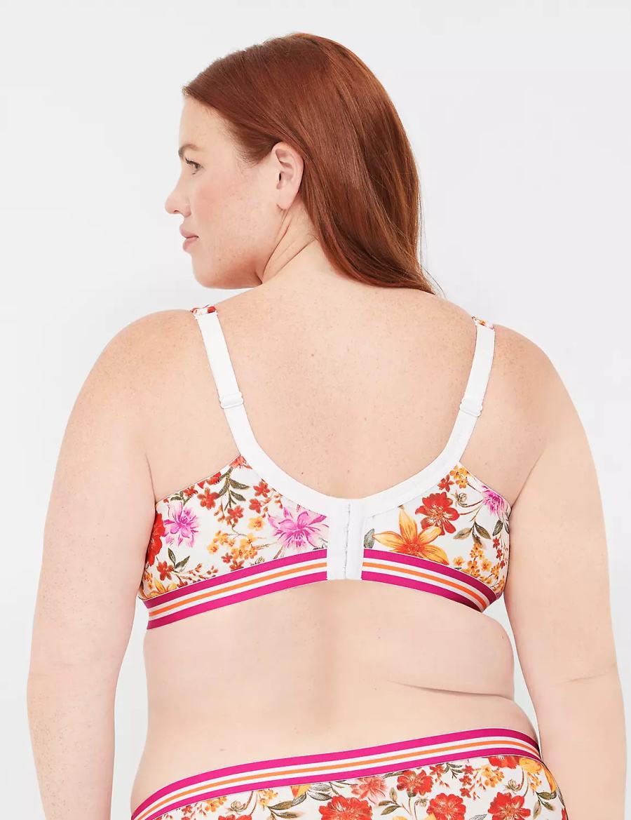 Lane Bryant Cotton Boost Plunge Women Bralettes White | VOX7435BO