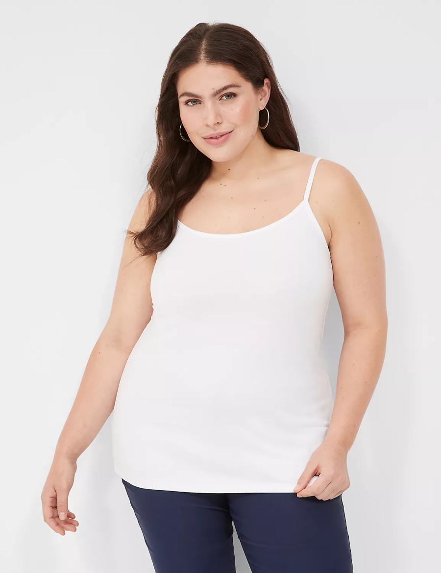 Lane Bryant Cotton Cami Women Tank Top White | KIW3688KA