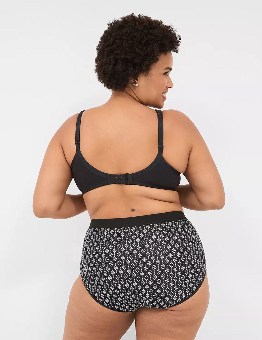 Lane Bryant Cotton Full With Wide Waistband Women Briefs Black | NIW430BH