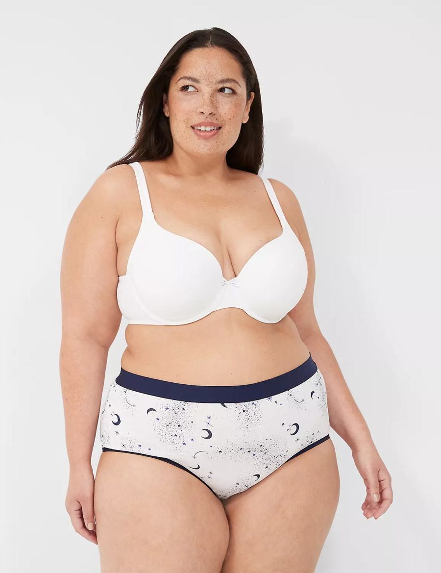 Lane Bryant Cotton Full With Wide Waistband Women Briefs White | XWL2523CT