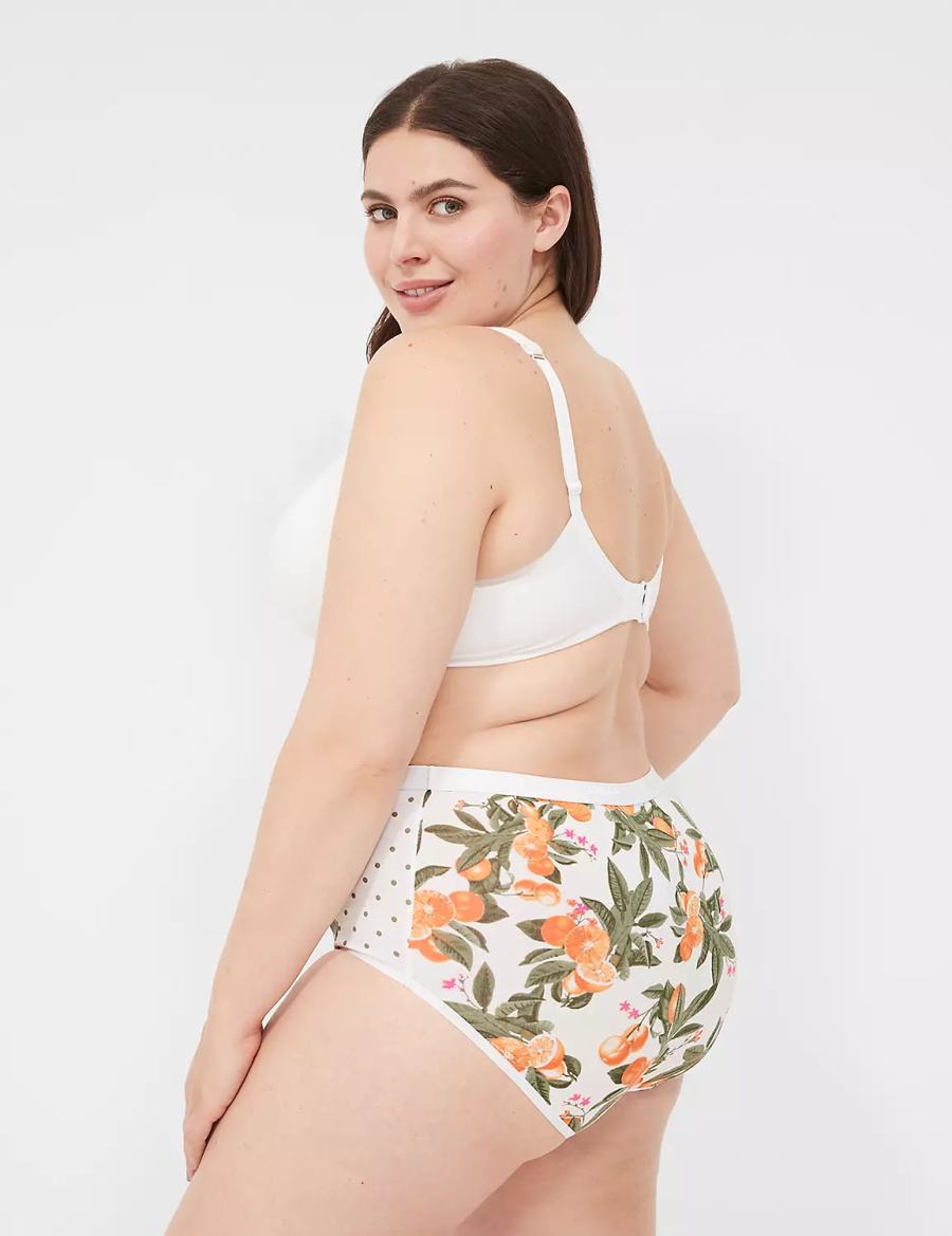 Lane Bryant Cotton Full Women Briefs Yellow White | JWQ7527YW