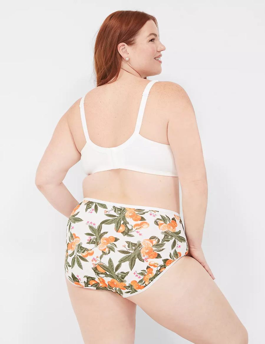 Lane Bryant Cotton High-Leg Women Briefs Yellow White | WGL9533AY