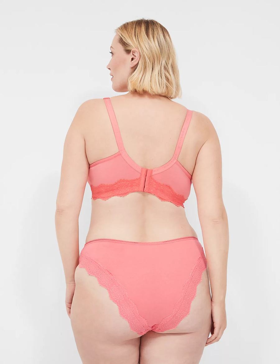 Lane Bryant Cotton Lace-Back French Cut Women Briefs Pink | EEI3315UX