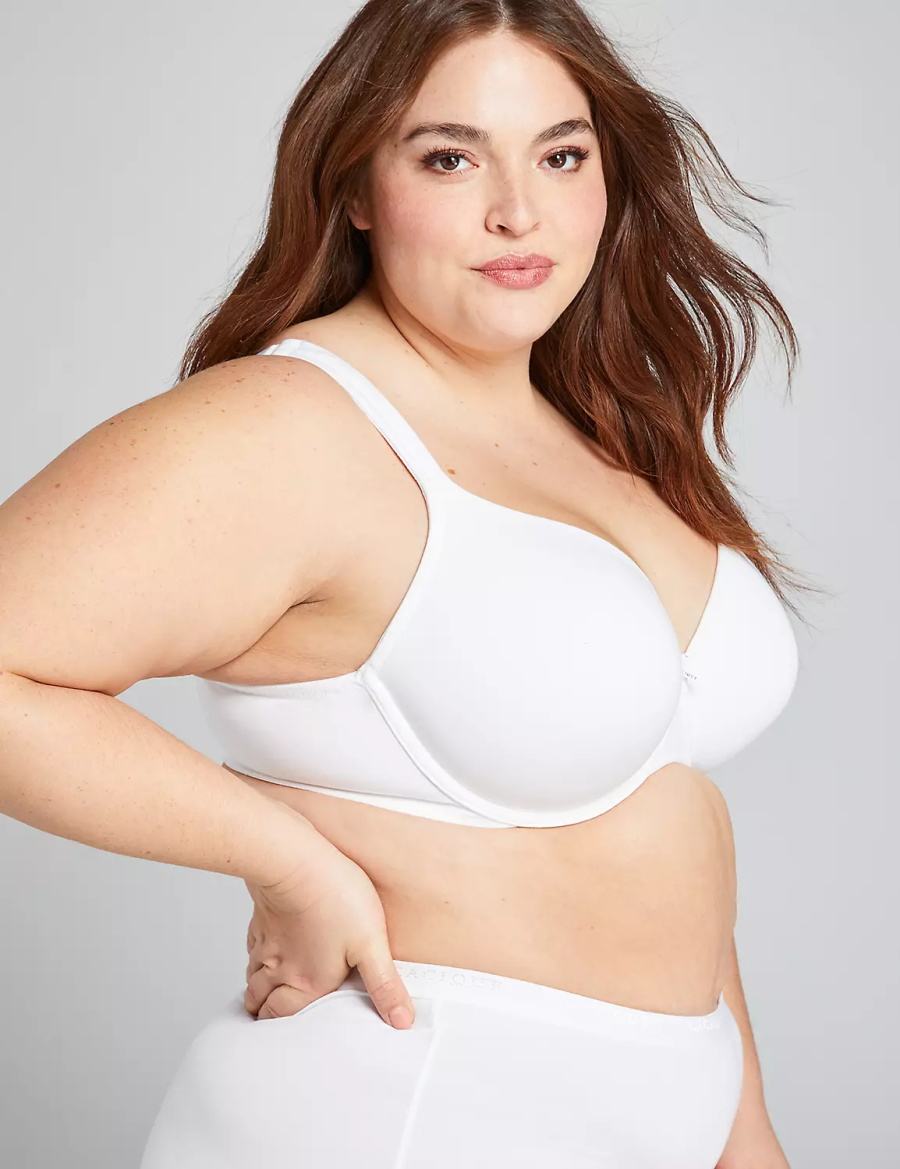 Lane Bryant Cotton Lightly Lined Full Coverage Women Bralettes White | LQB8780OK