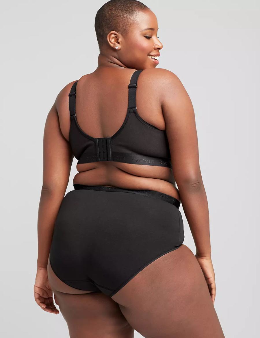 Lane Bryant Cotton Lightly Lined No-Wire Women Bralettes Black | IPL5971YV