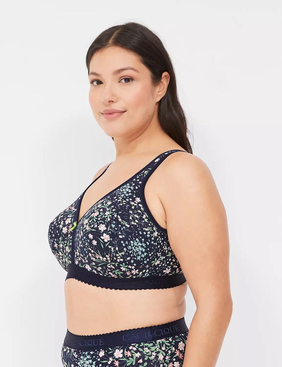 Lane Bryant Cotton Lightly Lined No-Wire Women Bralettes Black | FCW2311KH