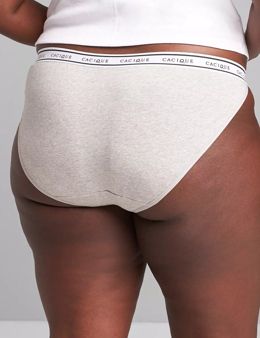 Lane Bryant Cotton String with Wide Waistband Women Bikini Panty Grey | IJG7599VU