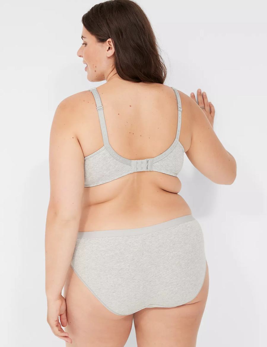 Lane Bryant Cotton With Lace Waist Women Hipster Panty Light Grey | VRH8371FK