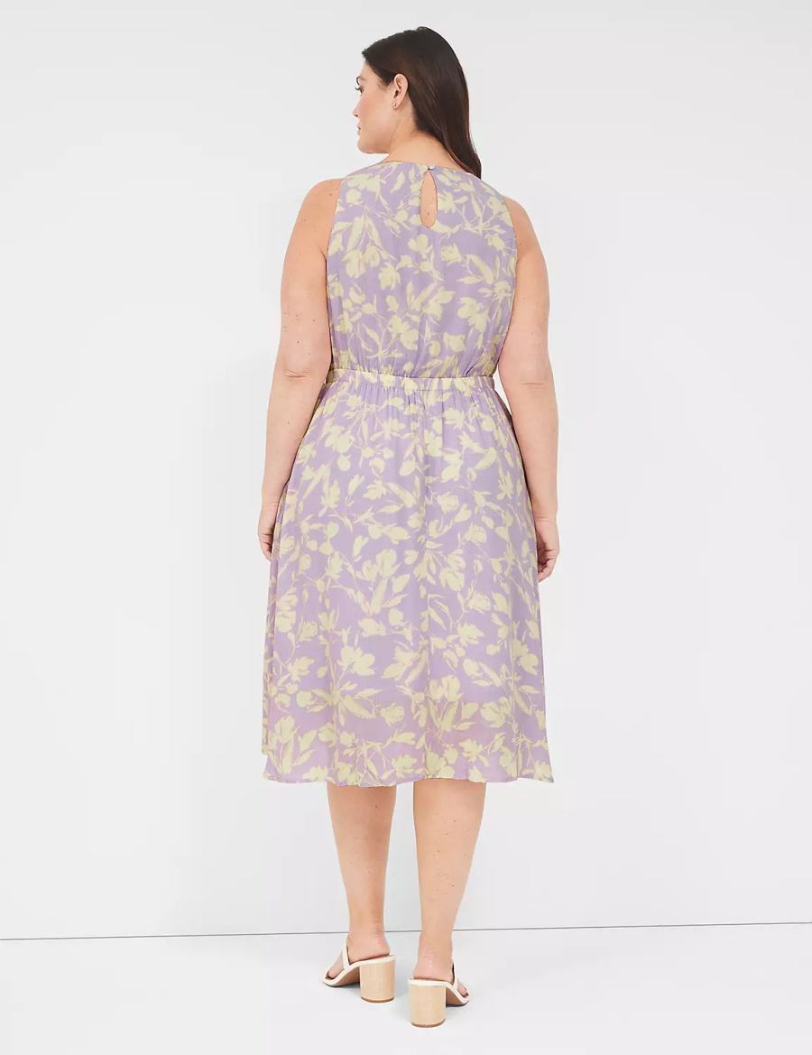 Lane Bryant Crew-Neck Fit & Flare Women Midi Dress Purple | AHA2137GU