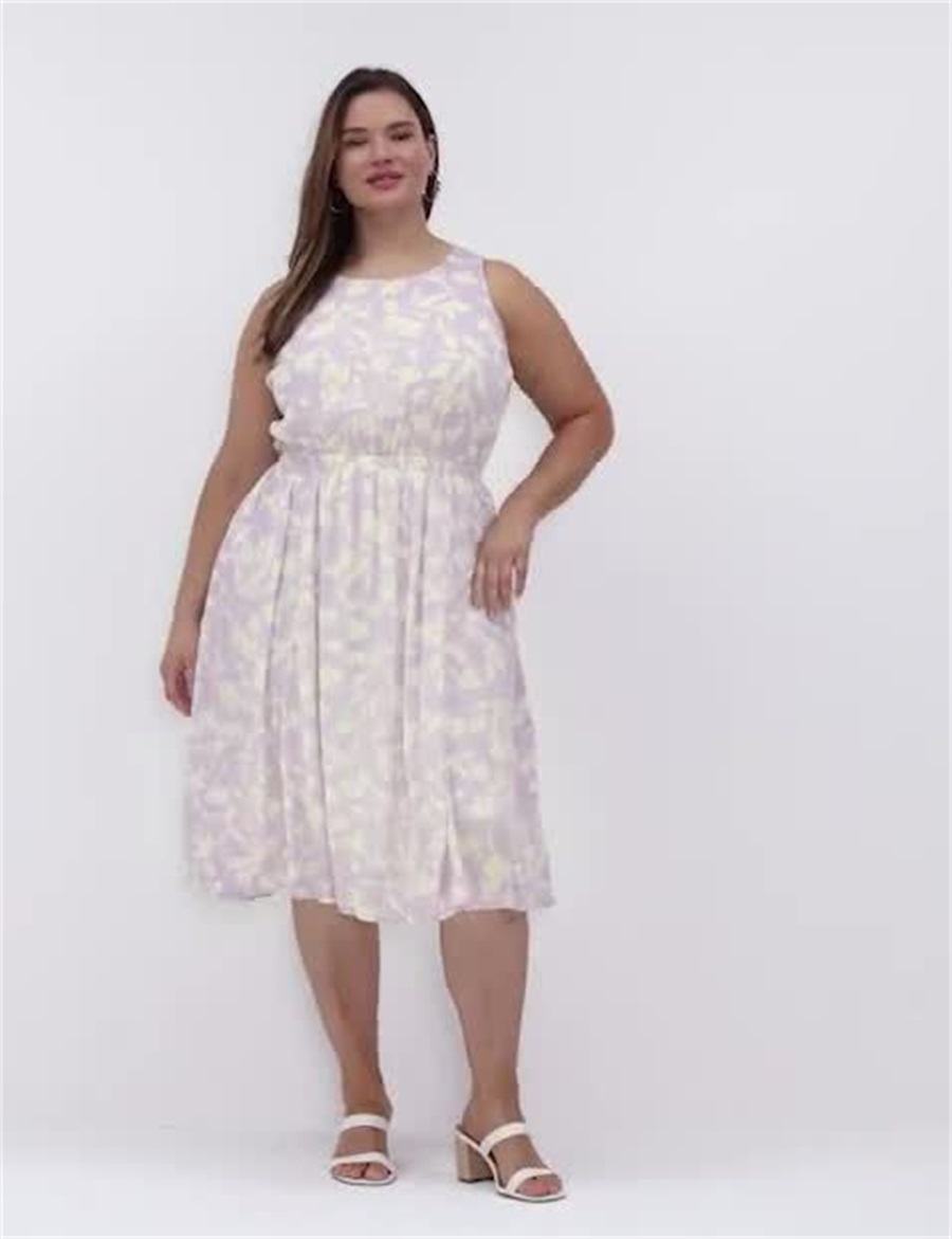 Lane Bryant Crew-Neck Fit & Flare Women Midi Dress Purple | AHA2137GU