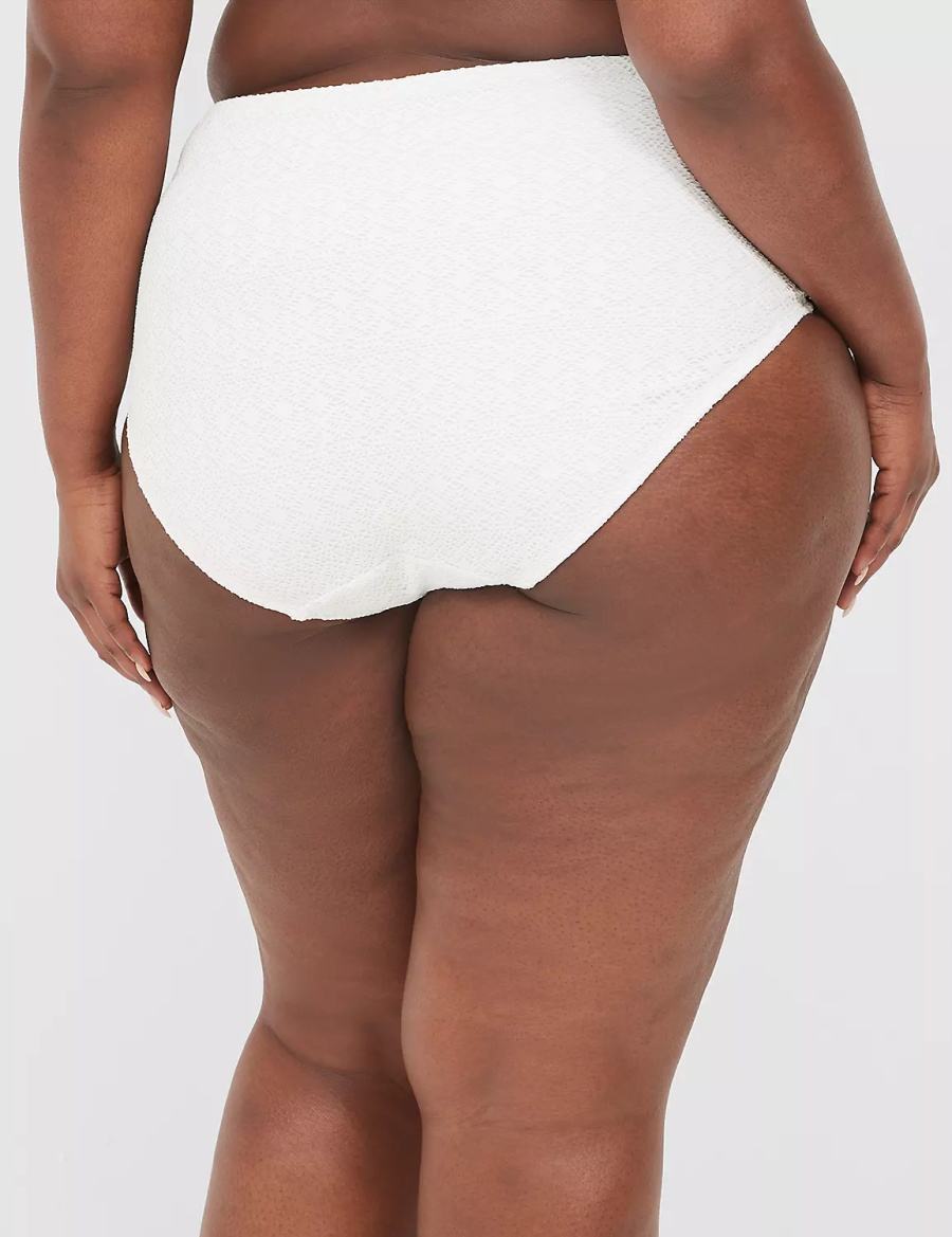 Lane Bryant Crochet Mid-Rise Swim Women Briefs White | EJB3883DW