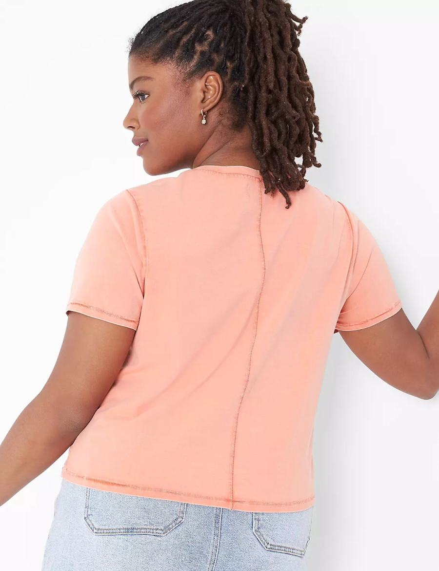 Lane Bryant Crop Crew-Neck Washed Tee Women T Shirts Orange | GAM2553UZ