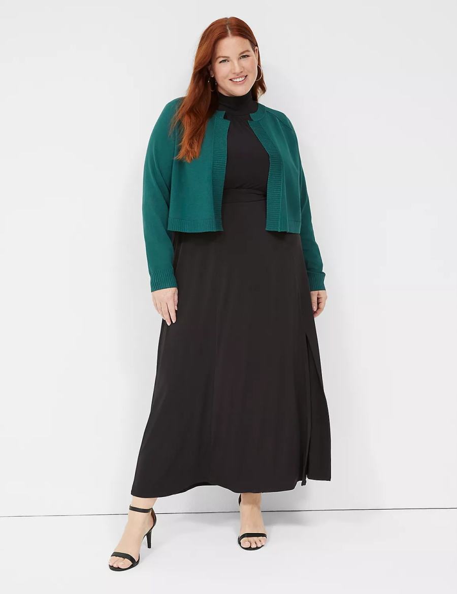 Lane Bryant Crop Open-Front Shrug Women Sweaters Green | MLM71JY