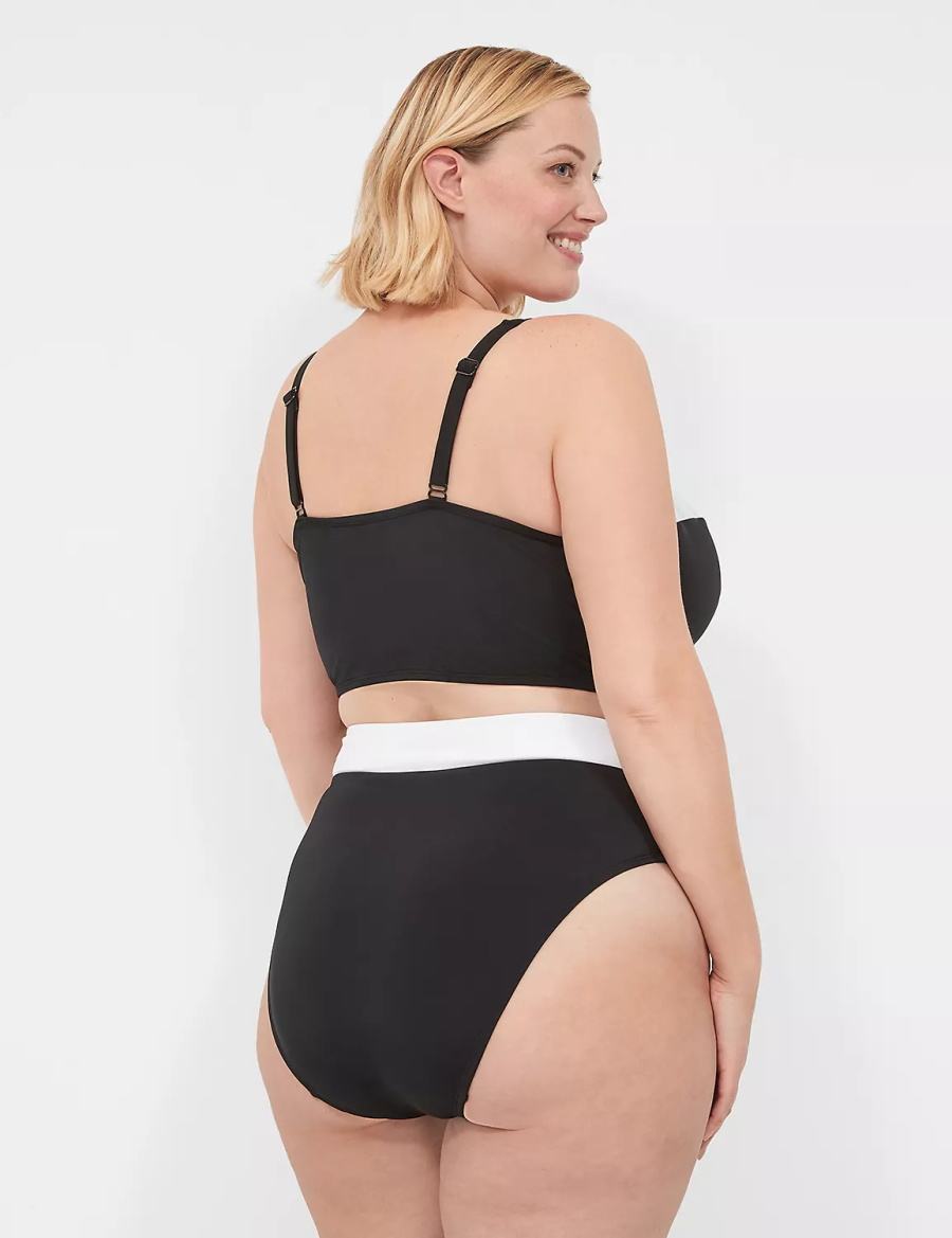 Lane Bryant Cross-Over Waistband Swim Women Briefs Black | EPO5911IH