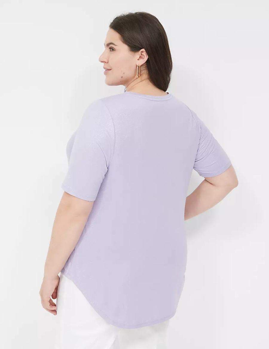 Lane Bryant Curved-Hem Perfect Sleeve Tee Women T Shirts Purple | KRD7330UH