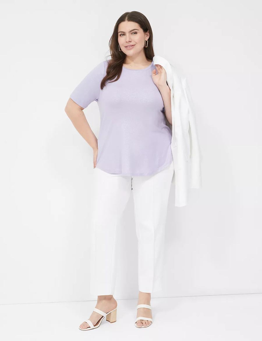 Lane Bryant Curved-Hem Perfect Sleeve Tee Women T Shirts Purple | KRD7330UH