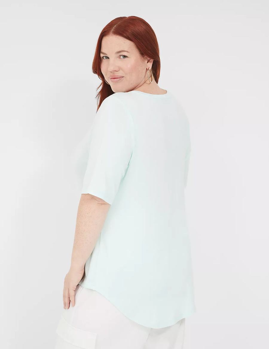 Lane Bryant Curved-Hem Perfect Sleeve Tee Women T Shirts Light Green | GJX4693JT