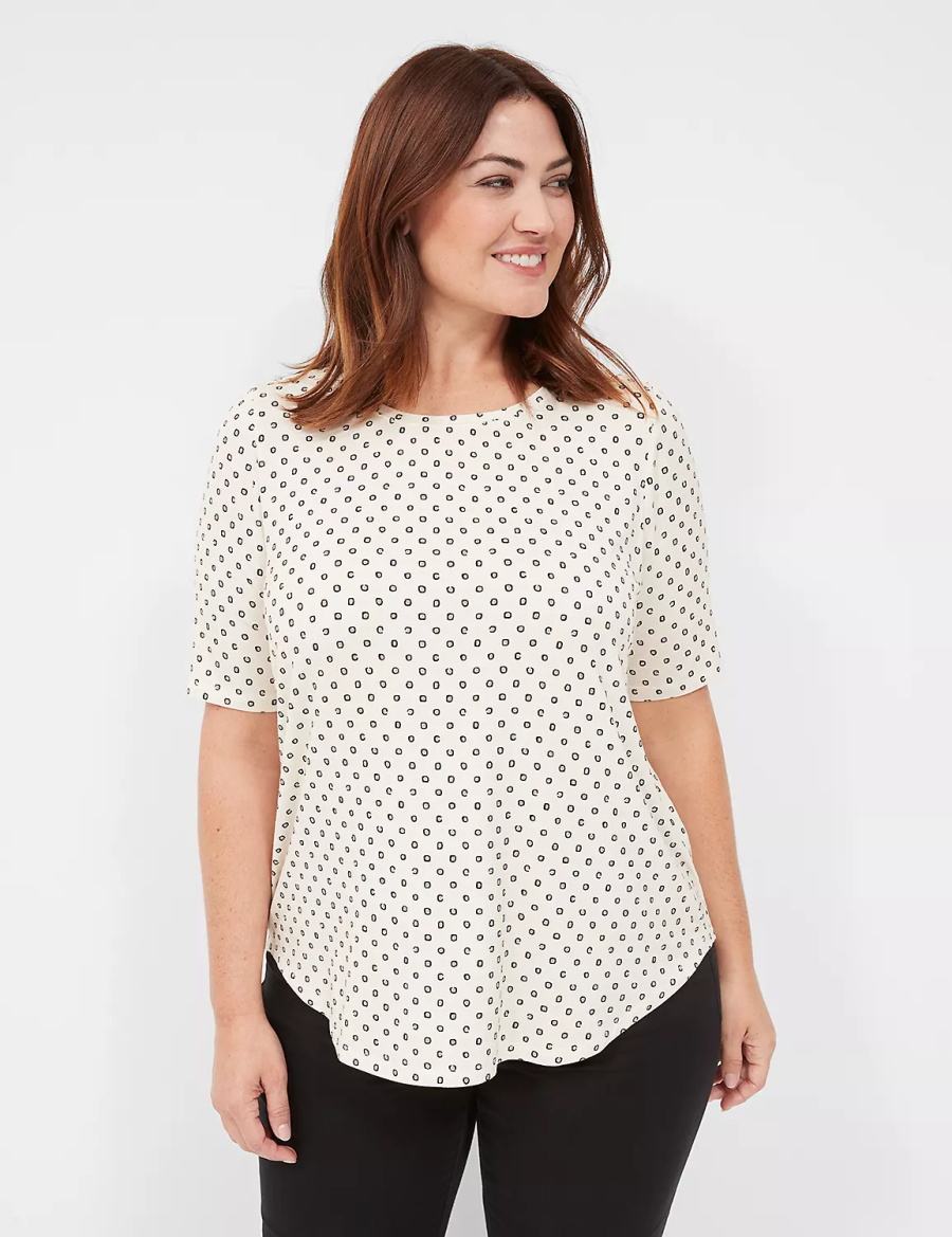 Lane Bryant Curved-Hem Perfect Sleeve Tee Women T Shirts White | QCB6391QL