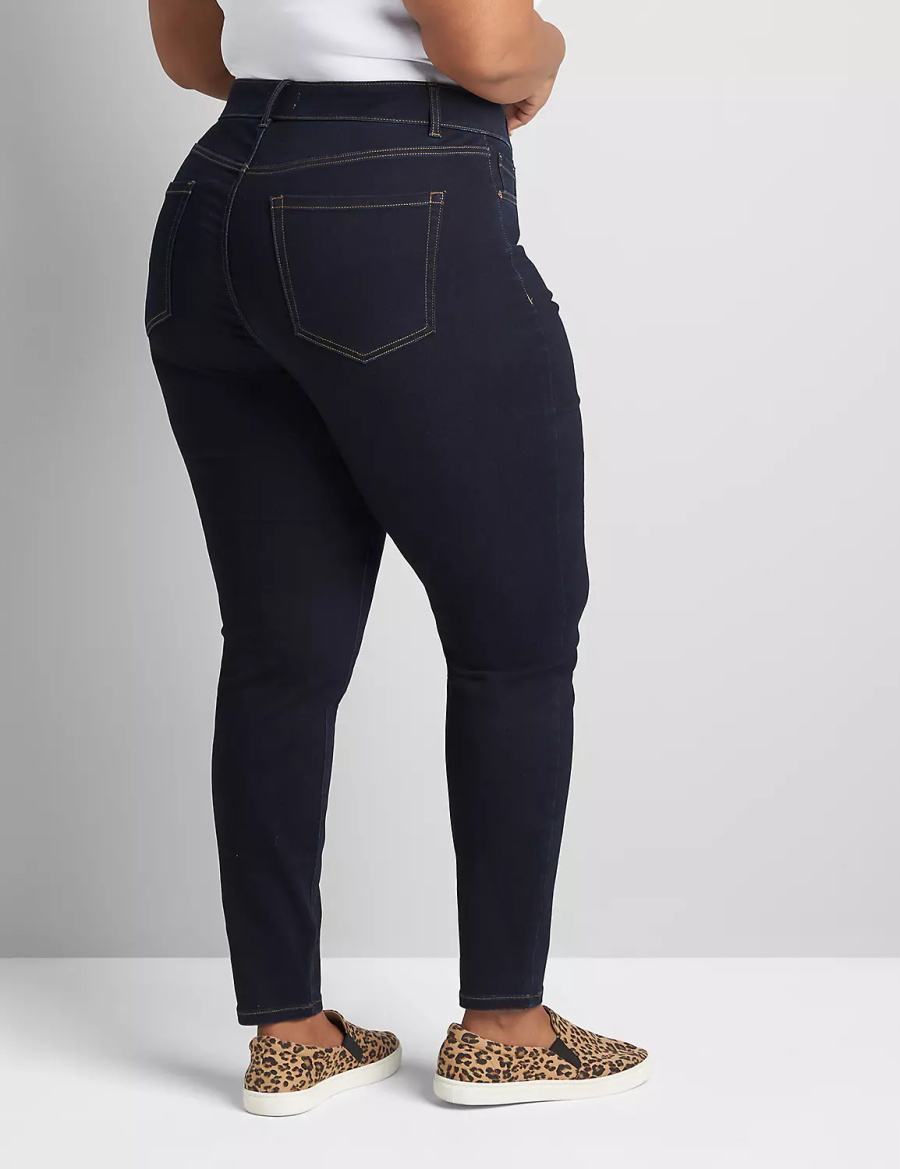 Lane Bryant Curvy Fit High-Rise Sateen Skinny Women Jeans Dark Blue | COI28100BU