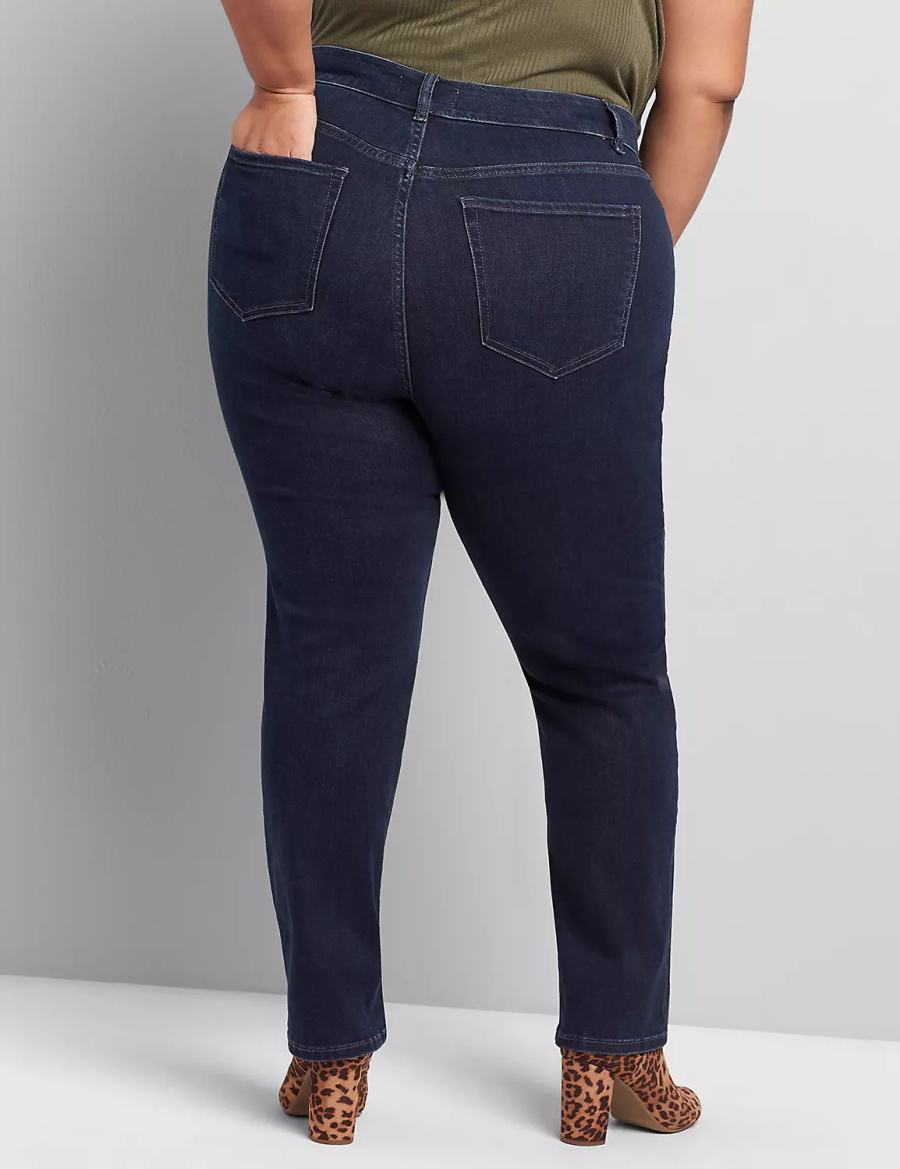 Lane Bryant Curvy Fit High-Rise Straight Women Jeans Dark Blue | AEF2094II