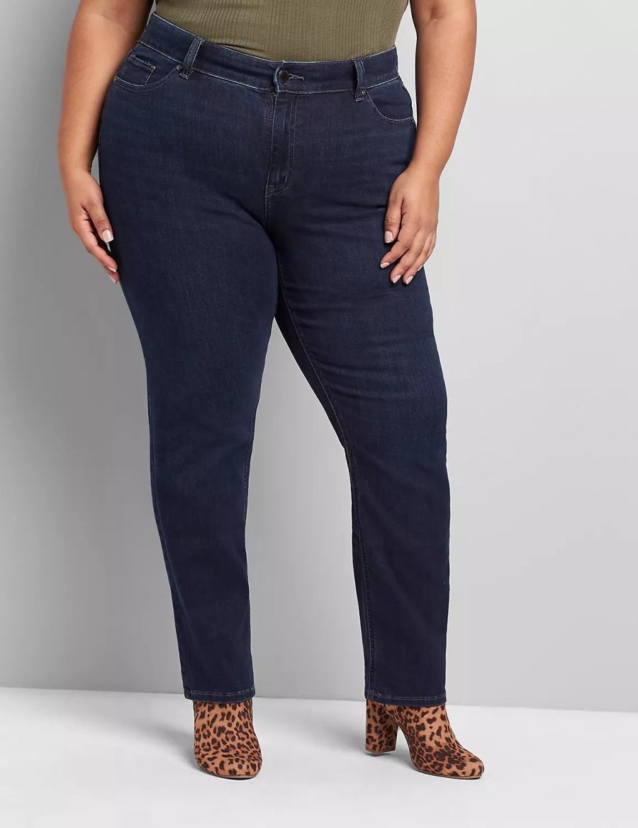 Lane Bryant Curvy Fit High-Rise Straight Women Jeans Dark Blue | AEF2094II