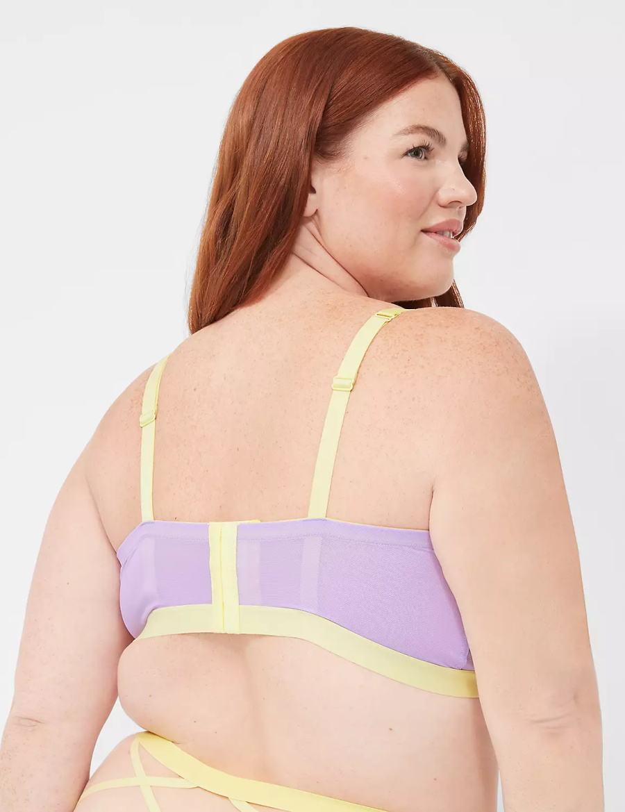 Lane Bryant Delicate Lace Peek-A-Boo No-Wire Women Bralettes Purple | RQW3417CW