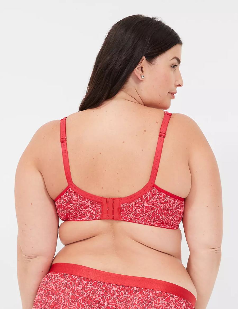 Lane Bryant Demi with Lace Women Unlined Bra Red | AYI2455FX