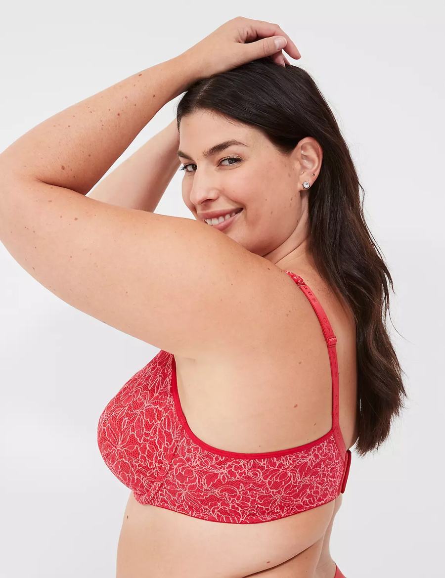 Lane Bryant Demi with Lace Women Unlined Bra Red | AYI2455FX