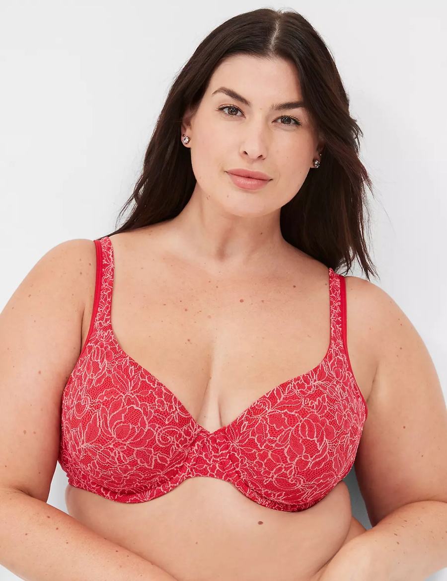 Lane Bryant Demi with Lace Women Unlined Bra Red | AYI2455FX