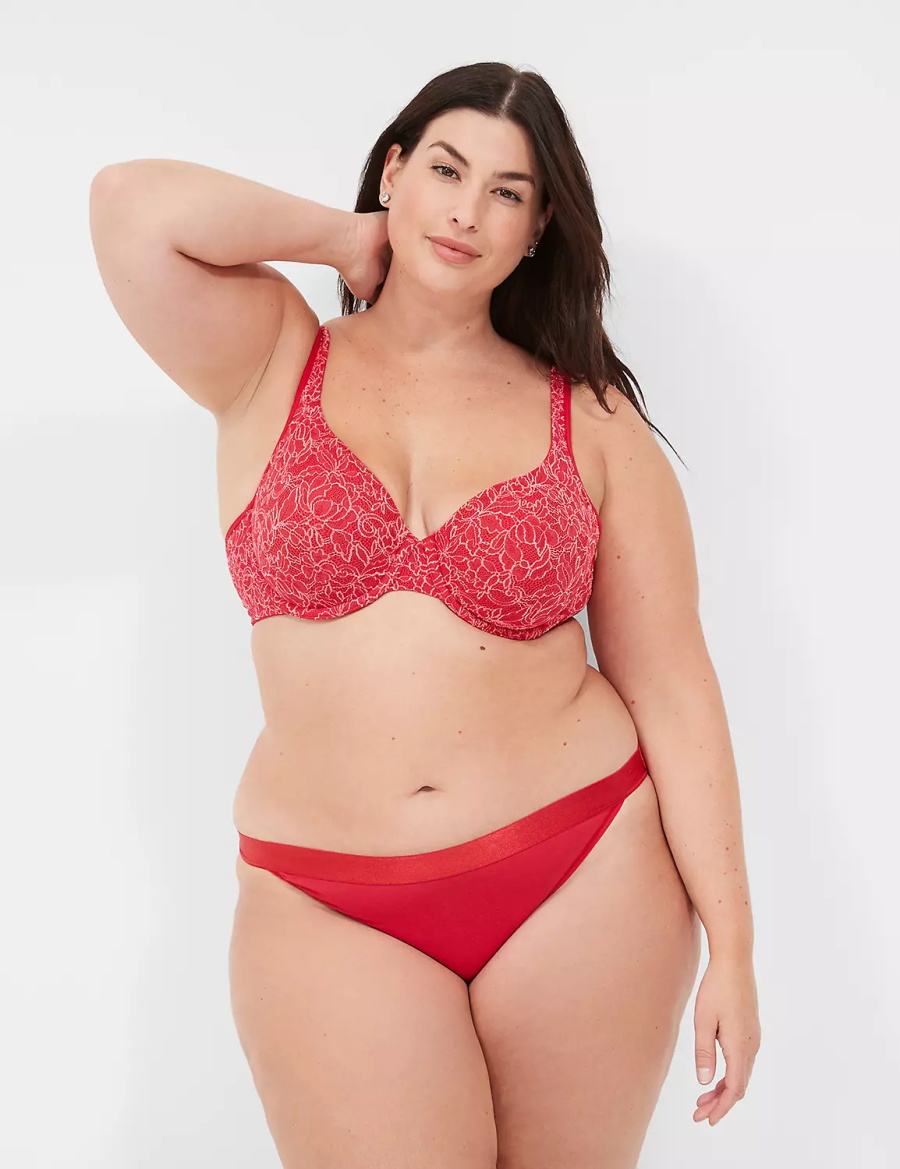 Lane Bryant Demi with Lace Women Unlined Bra Red | AYI2455FX