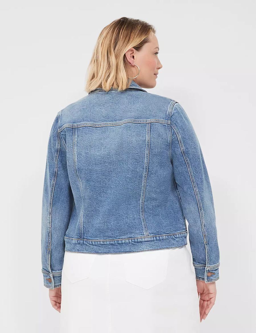 Lane Bryant Denim Women Jackets Blue | QJL444MF