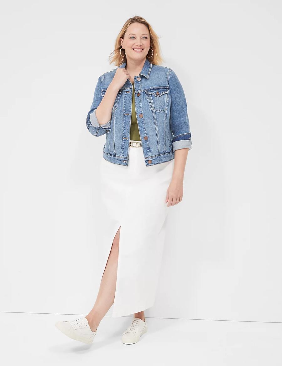 Lane Bryant Denim Women Jackets Blue | QJL444MF