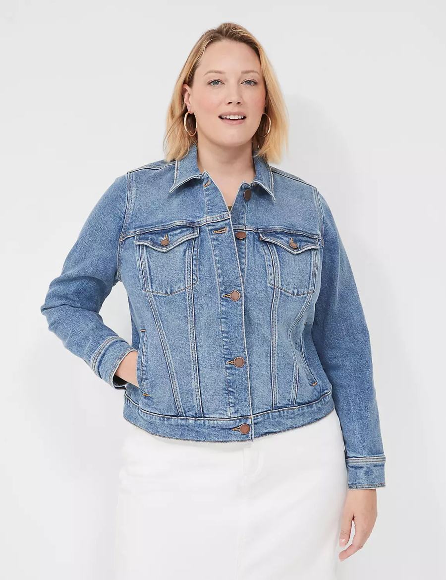 Lane Bryant Denim Women Jackets Blue | QJL444MF