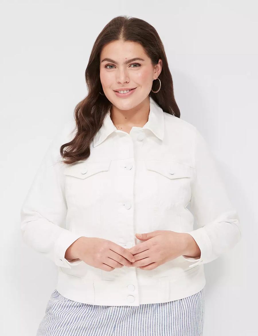 Lane Bryant Denim Women Jackets White | OCD3585PY